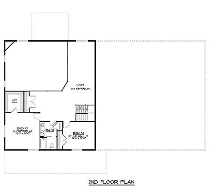 Barndominium, Country, Craftsman, Farmhouse House Plan 41806 with 3 Beds, 3 Baths, 2 Car Garage Second Level Plan