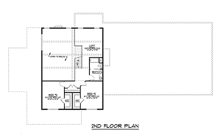 Barndominium, Country, Craftsman, Farmhouse House Plan 41807 with 3 Beds, 4 Baths, 4 Car Garage Second Level Plan