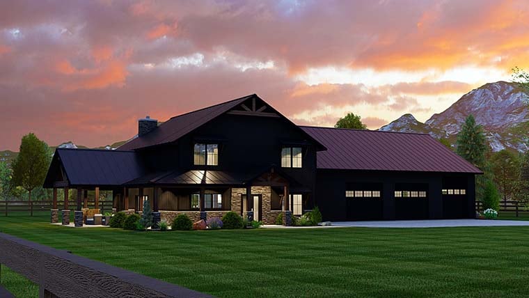 Barndominium, Country, Craftsman, Farmhouse Plan with 2765 Sq. Ft., 3 Bedrooms, 4 Bathrooms, 4 Car Garage Picture 6
