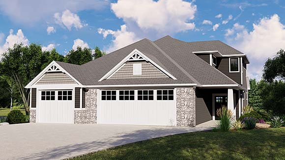 Cottage, Country, Craftsman House Plan 41808 with 3 Beds, 3 Baths, 3 Car Garage Elevation