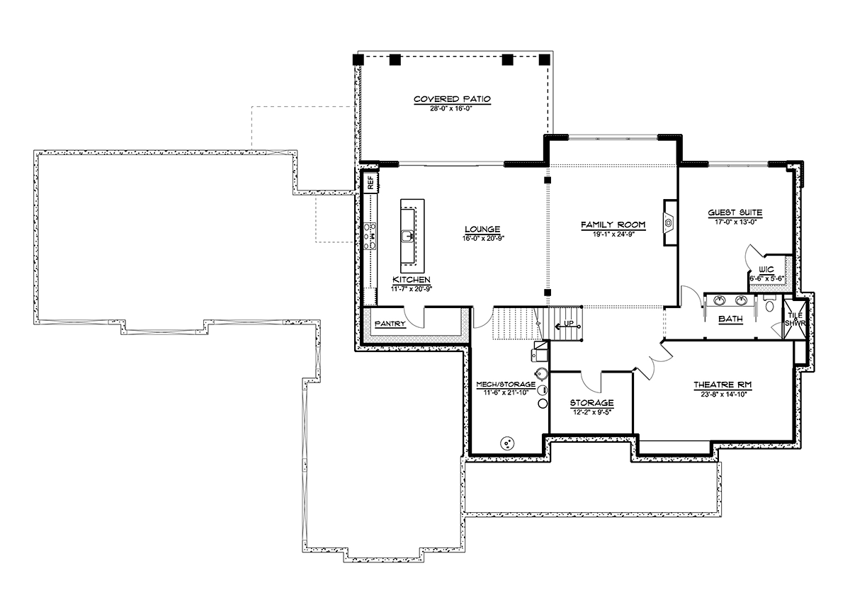Cottage, Country, Craftsman House Plan 41812 with 4 Beds, 5 Baths, 3 Car Garage Lower Level Plan