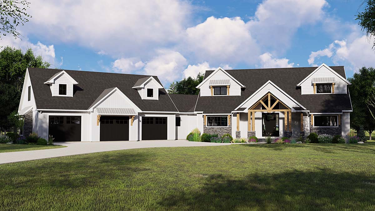 Country, Craftsman, Farmhouse House Plan 41813 with 3 Beds, 4 Baths, 3 Car Garage Elevation