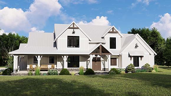 Country, Craftsman, Farmhouse, Traditional House Plan 41814 with 3 Beds, 4 Baths, 3 Car Garage Elevation