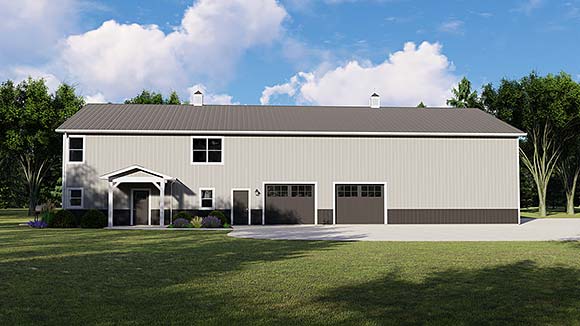 Barndominium, Country, Traditional House Plan 41815 with 3 Beds, 3 Baths, 3 Car Garage Elevation