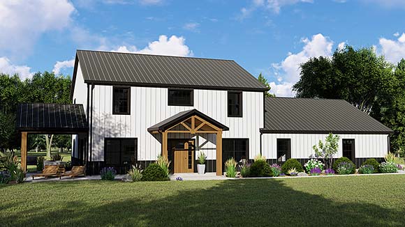 Barndominium, Colonial, Country, Farmhouse, Traditional House Plan 41816 with 6 Beds, 3 Baths, 2 Car Garage Elevation