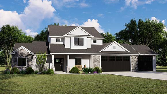 Cottage, Country, Craftsman House Plan 41817 with 3 Beds, 3 Baths, 3 Car Garage Elevation