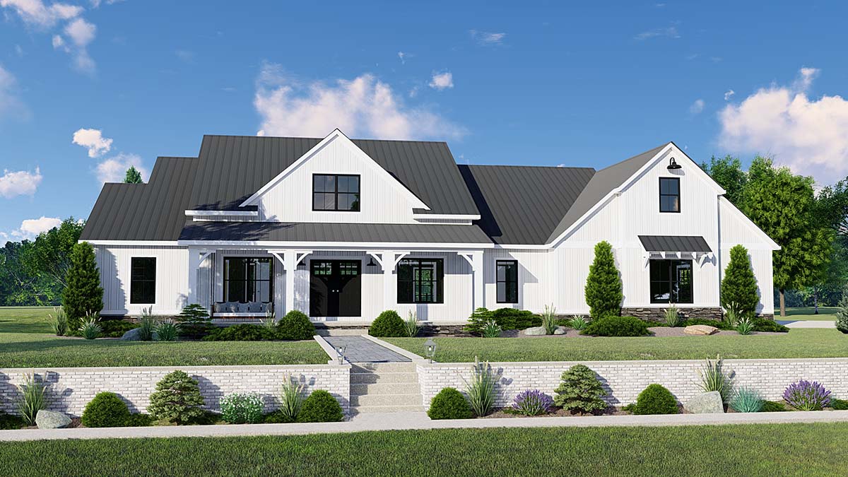 Country, Farmhouse, Ranch, Traditional Plan with 2136 Sq. Ft., 1 Bedrooms, 2 Bathrooms, 2 Car Garage Elevation