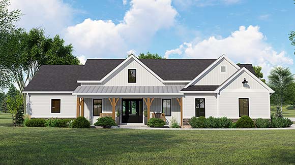 Country, Farmhouse, Ranch House Plan 41826 with 2 Beds, 2 Baths, 2 Car Garage Elevation