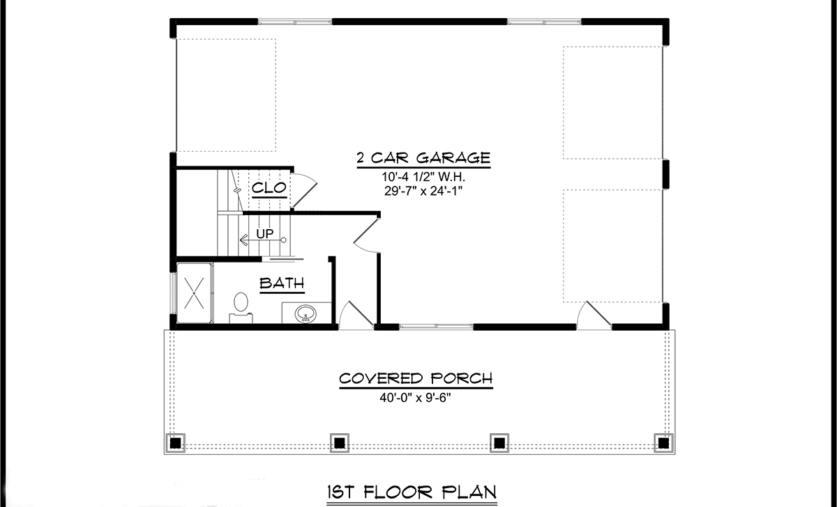 Bungalow, Craftsman 2 Car Garage Apartment Plan 41829 Level One