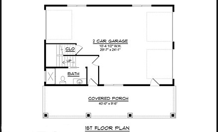 Bungalow, Craftsman 2 Car Garage Apartment Plan 41829 First Level Plan