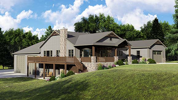 Bungalow, Country, Craftsman, Farmhouse House Plan 41842 with 3 Beds, 2 Baths, 4 Car Garage Elevation
