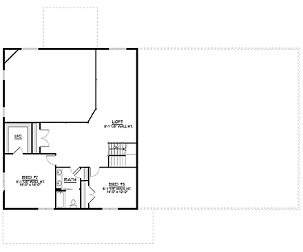Barndominium, Country, Craftsman, Farmhouse House Plan 41843 with 3 Beds, 3 Baths, 2 Car Garage Second Level Plan