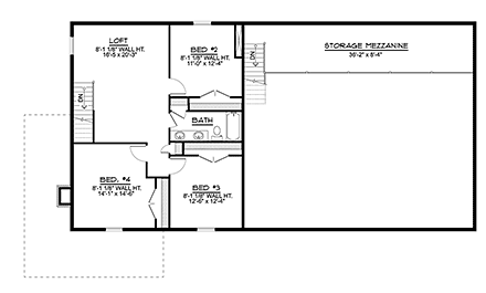 Barndominium, Country, Farmhouse House Plan 41846 with 4 Beds, 3 Baths, 3 Car Garage Second Level Plan