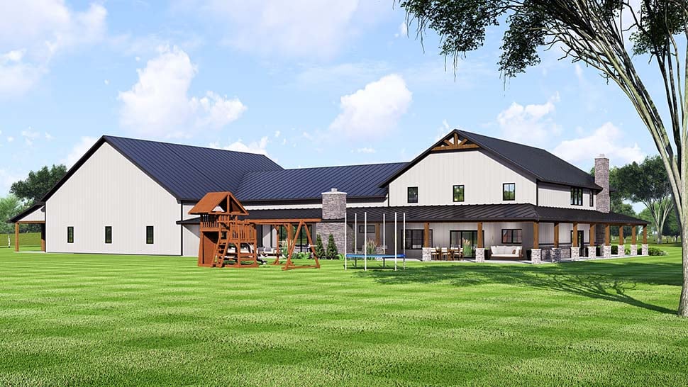 Barndominium, Country Plan with 4013 Sq. Ft., 4 Bedrooms, 6 Bathrooms, 3 Car Garage Picture 5