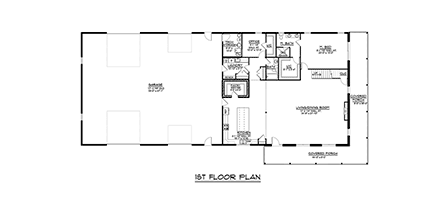 Barndominium House Plan 41848 with 3 Beds, 3 Baths, 4 Car Garage First Level Plan