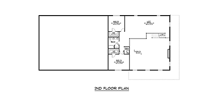 Barndominium House Plan 41848 with 3 Beds, 3 Baths, 4 Car Garage Second Level Plan