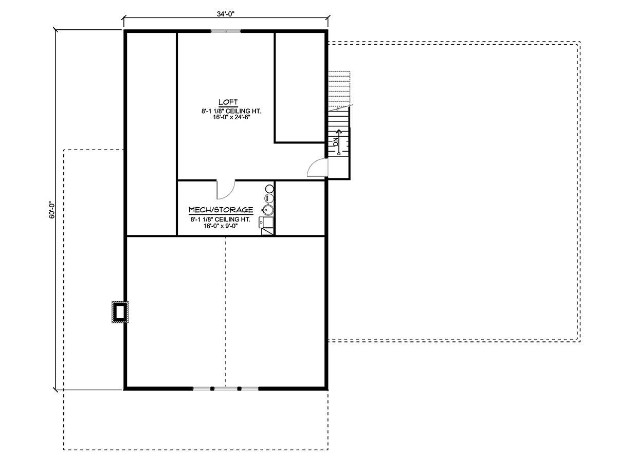 Barndominium, Craftsman, Farmhouse House Plan 41849 with 3 Beds, 2 Baths, 3 Car Garage Level Two