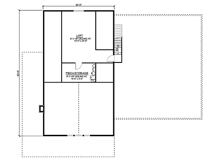 Barndominium, Craftsman, Farmhouse House Plan 41849 with 3 Beds, 2 Baths, 3 Car Garage Second Level Plan