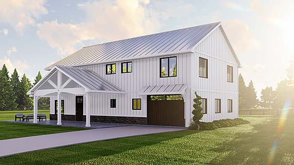Barndominium, Country House Plan 41851 with 3 Beds, 3 Baths, 1 Car Garage Elevation