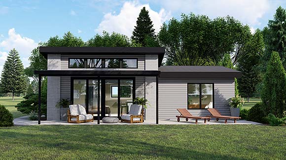 Contemporary, Modern House Plan 41852 with 1 Beds, 1 Baths Elevation