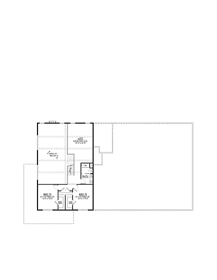 Barndominium, Farmhouse House Plan 41856 with 3 Beds, 4 Baths, 3 Car Garage Second Level Plan