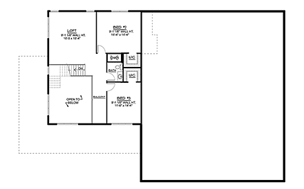 Barndominium House Plan 41858 with 3 Beds, 4 Baths, 3 Car Garage Second Level Plan