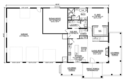 Barndominium, Country House Plan 41861 with 4 Beds, 5 Baths, 4 Car Garage First Level Plan