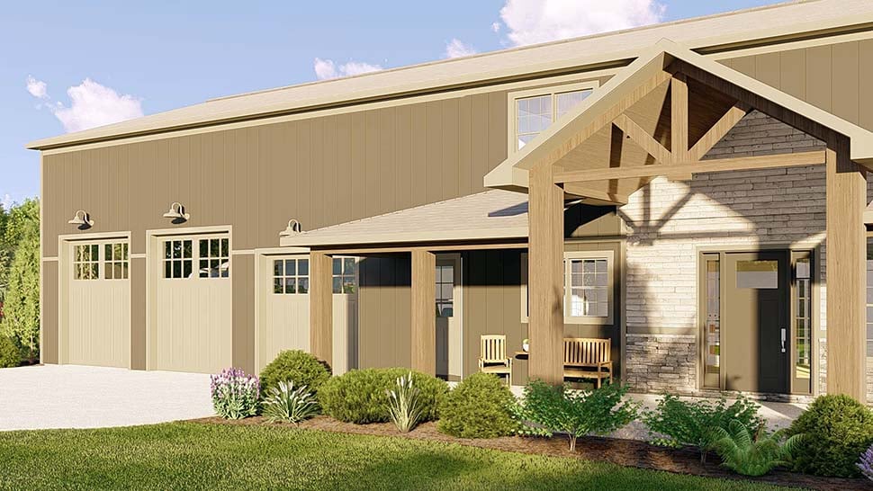 Barndominium, Country Plan with 2937 Sq. Ft., 4 Bedrooms, 5 Bathrooms, 4 Car Garage Picture 4