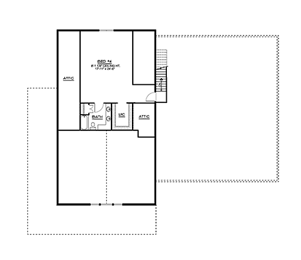 Barndominium, Craftsman, Farmhouse House Plan 41863 with 4 Beds, 3 Baths, 4 Car Garage Second Level Plan