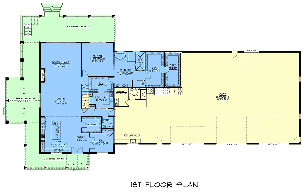 House Plan 41870 Barndominium Style With 4601 Sq Ft 3 Bed 3 B