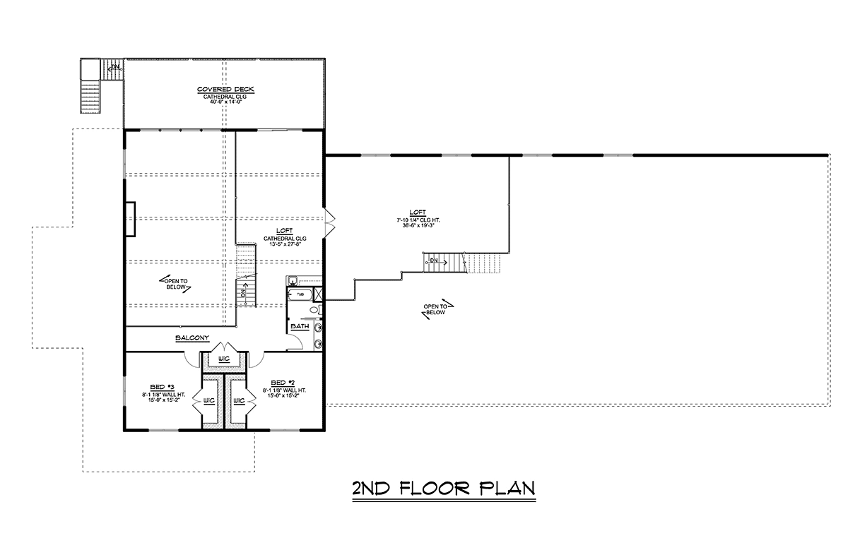 Barndominium House Plan 41870 with 3 Beds, 4 Baths, 4 Car Garage Level Two