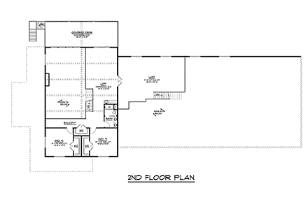 Barndominium House Plan 41870 with 3 Beds, 4 Baths, 4 Car Garage Second Level Plan