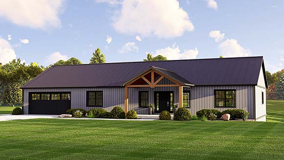 Barndominium, Country House Plan 41872 with 3 Beds, 3 Baths, 2 Car Garage Elevation