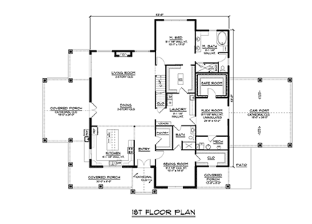 Barndominium House Plan 41875 with 3 Beds, 3 Baths, 2 Car Garage First Level Plan