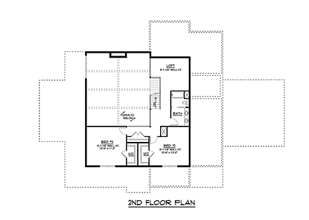 Barndominium House Plan 41875 with 3 Beds, 3 Baths, 2 Car Garage Second Level Plan
