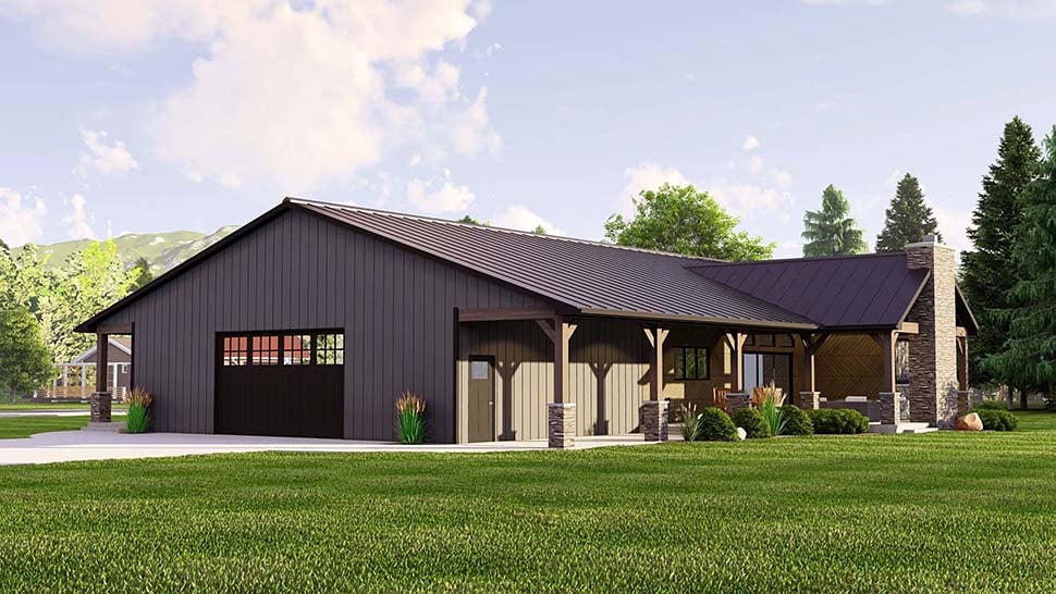 Barndominium, Country, Craftsman, Ranch Plan with 2030 Sq. Ft., 3 Bedrooms, 2 Bathrooms, 2 Car Garage Picture 4