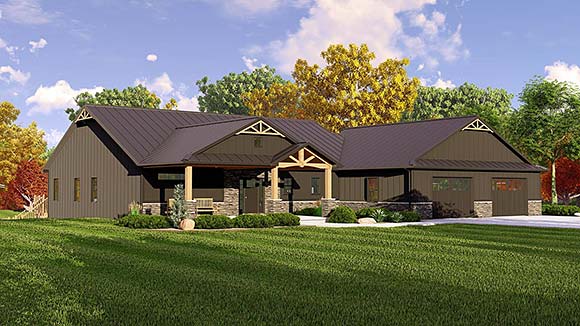Country, Craftsman House Plan 41883 with 3 Beds, 3 Baths, 2 Car Garage Elevation
