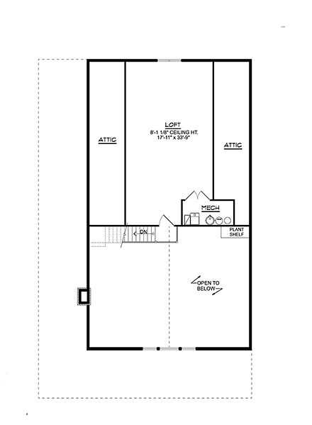 Barndominium, Country House Plan 41884 with 3 Beds, 2 Baths Second Level Plan