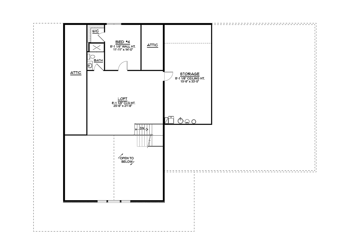 Barndominium House Plan 41885 with 4 Beds, 4 Baths, 3 Car Garage Level Two