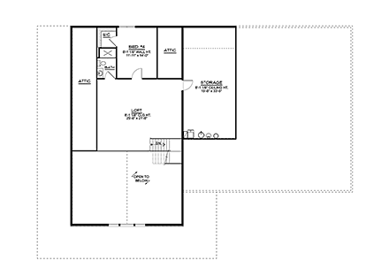 Barndominium House Plan 41885 with 4 Beds, 4 Baths, 3 Car Garage Second Level Plan