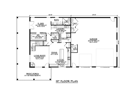 Barndominium House Plan 41891 with 3 Beds, 5 Baths, 2 Car Garage First Level Plan