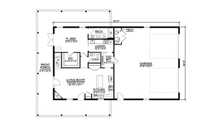 Barndominium House Plan 41893 with 2 Beds, 3 Baths, 2 Car Garage First Level Plan