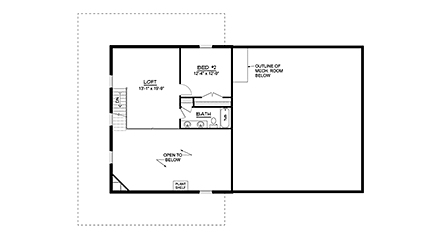 Barndominium House Plan 41893 with 2 Beds, 3 Baths, 2 Car Garage Second Level Plan