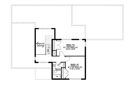 Modern House Plan 41894 with 3 Beds, 3 Baths, 2 Car Garage Second Level Plan