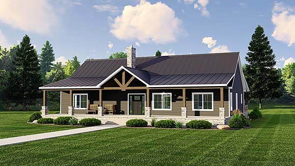 Country, Ranch House Plan 41897 with 3 Beds, 2 Baths Elevation
