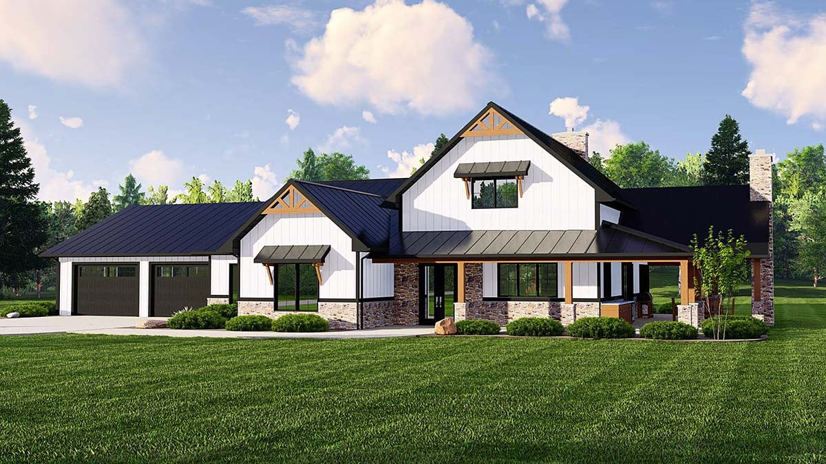 House Plan 41898 - Barndominium Style with 2914 Sq Ft, 2 Bed, 3 B