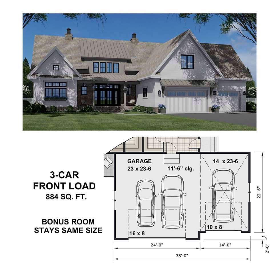 Country Plan with 3319 Sq. Ft., 4 Bedrooms, 4 Bathrooms, 2 Car Garage Picture 8