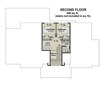 Farmhouse House Plan 41902 with 4 Beds, 4 Baths, 2 Car Garage Second Level Plan