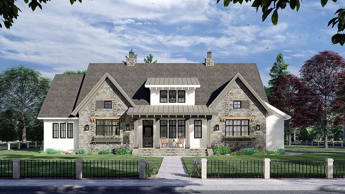 Farmhouse Plan with 2655 Sq. Ft., 4 Bedrooms, 4 Bathrooms, 2 Car Garage Elevation