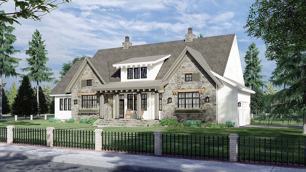 Farmhouse Plan with 2655 Sq. Ft., 4 Bedrooms, 4 Bathrooms, 2 Car Garage Picture 2